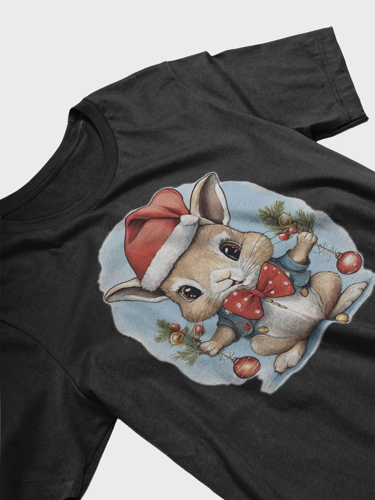 Cute little bunny wearing a santa hat Supersoft T-Shirt product image (3)