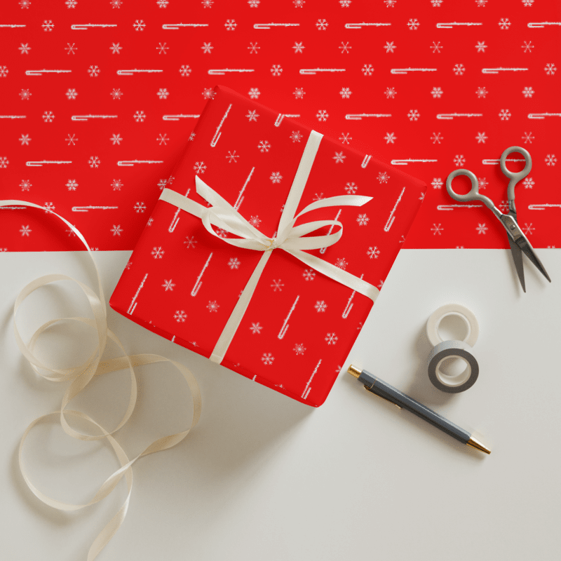 Flutes and Snowflakes - Bass - Red Gift Wrap Paper product image (3)