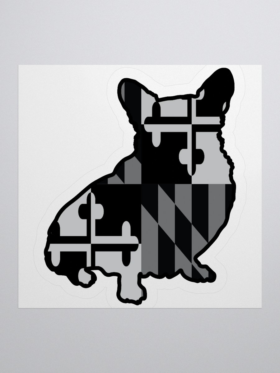 Maryland Flag Corgi (B&W) Sticker product image (1)