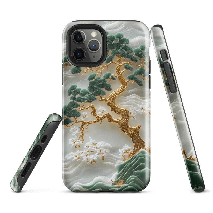 Faux Gold Green Tree Jade Carving Effect - Tough Phone Case product image (1)
