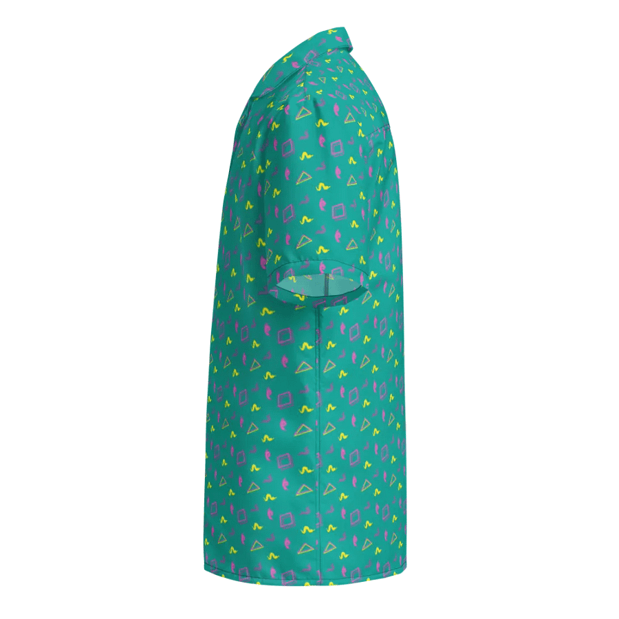 Oh Worm teal pattern button down shirt product image (4)