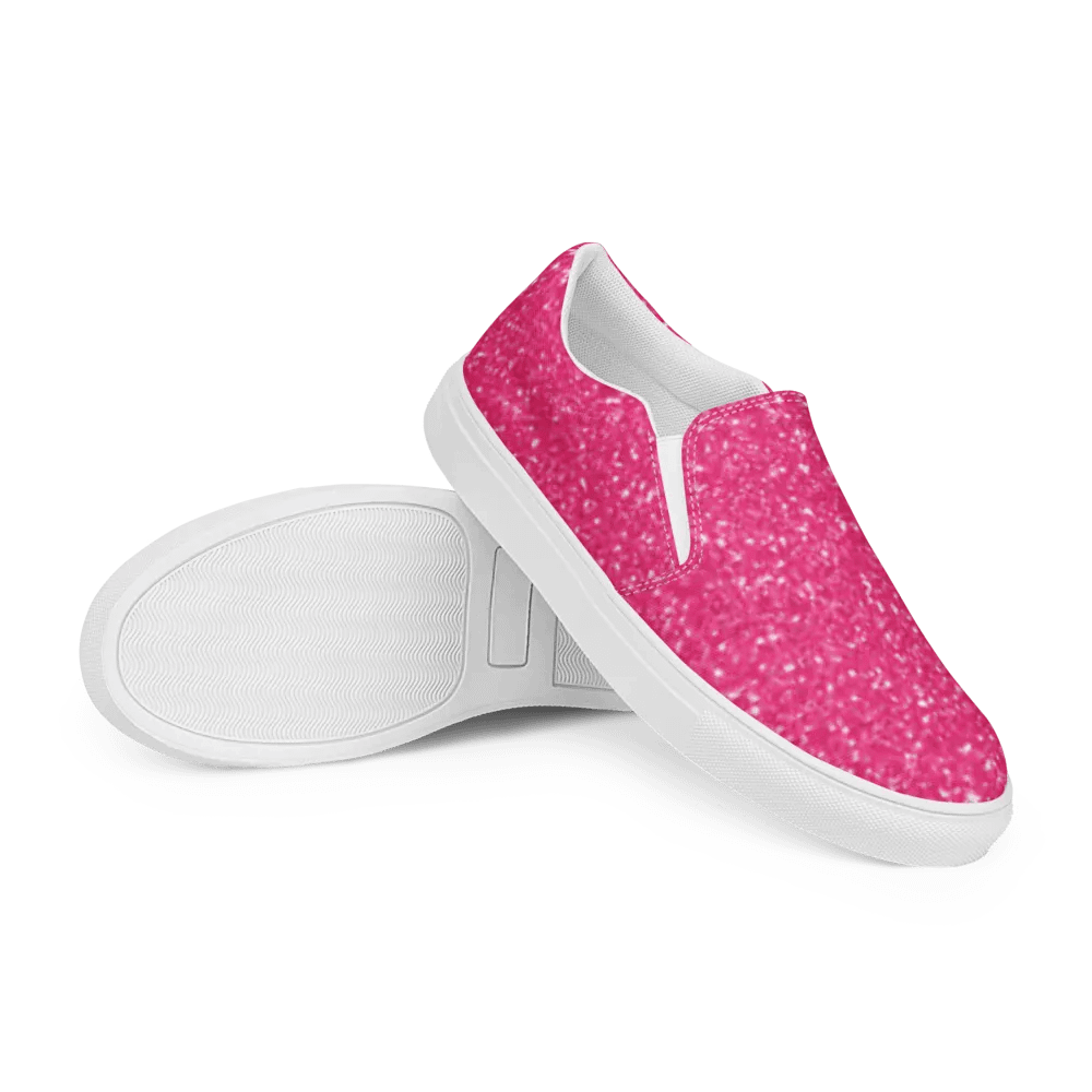 Sparkling Pink Glitter Women's Slip-On Shoes product image (12)