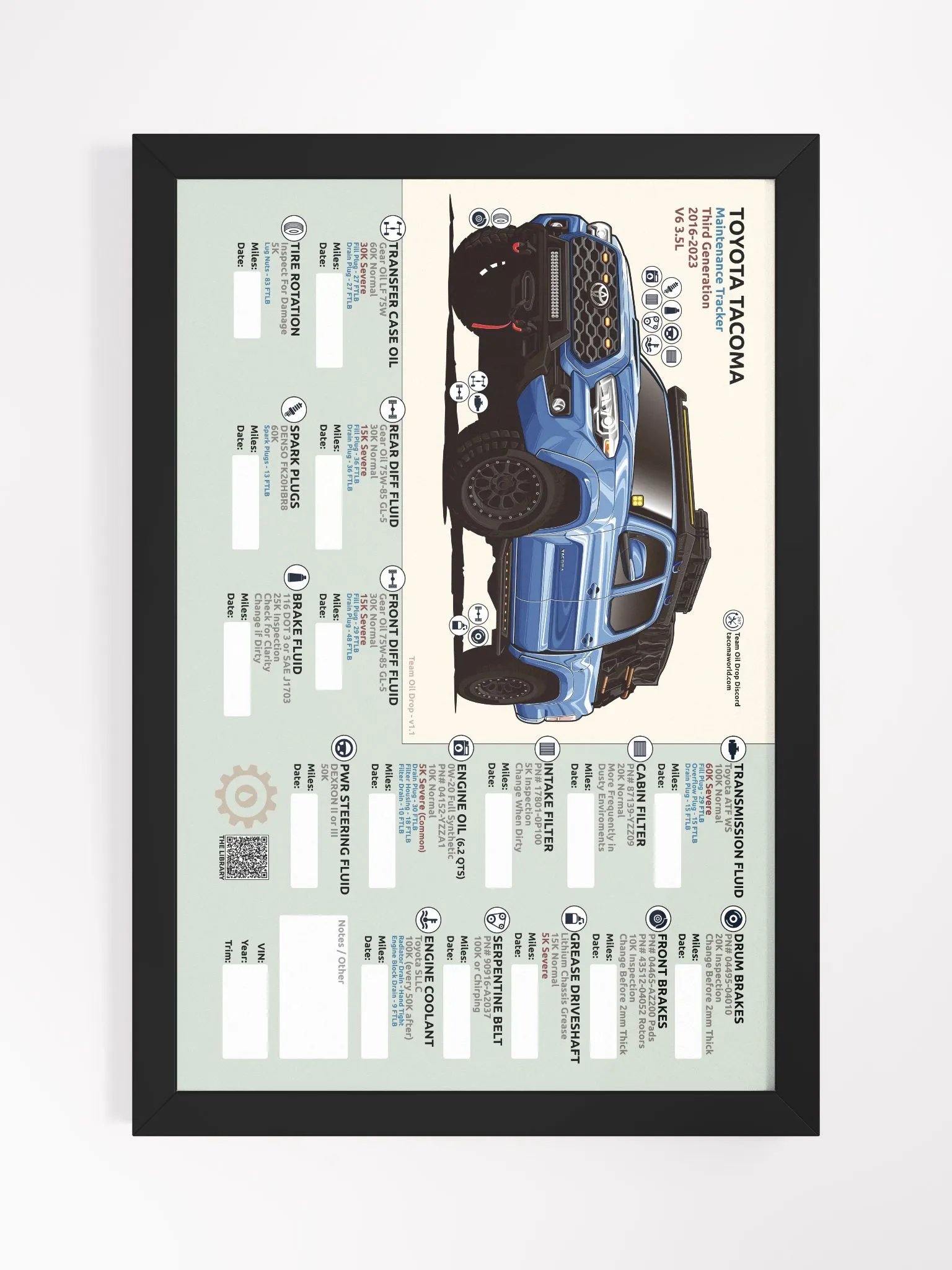 3RD GEN MAINTENANCE TRACKER V1.1 - Blue (Framed) product image (2)