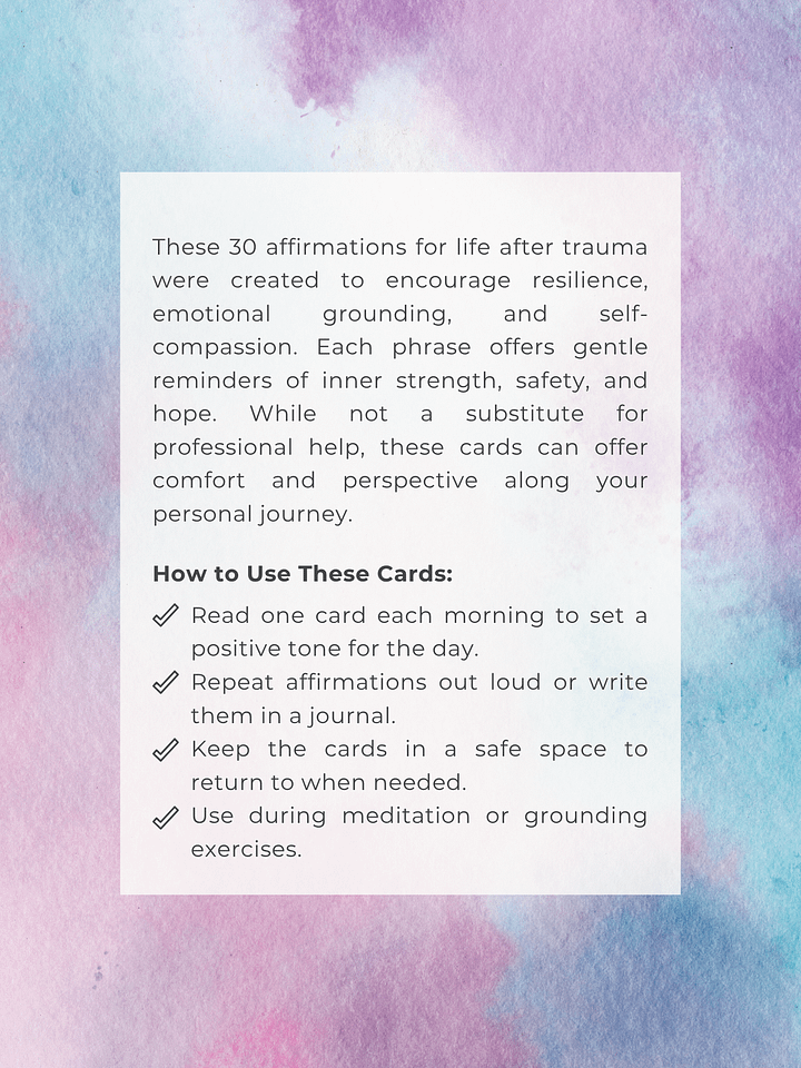 Reclaiming Peace: 30 Gentle Affirmations for Life After Trauma product image (2)