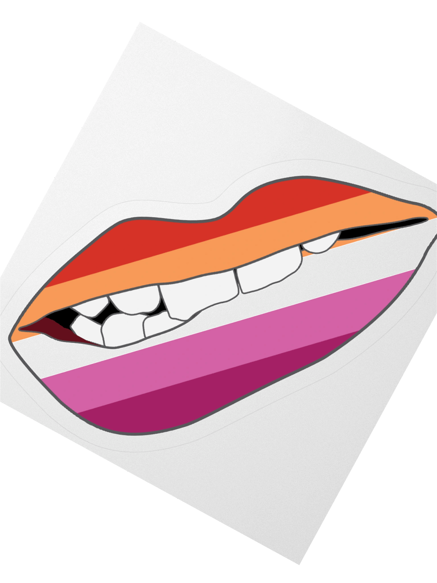 Lesbian Pride Flag Biting Lips Sticker product image (5)
