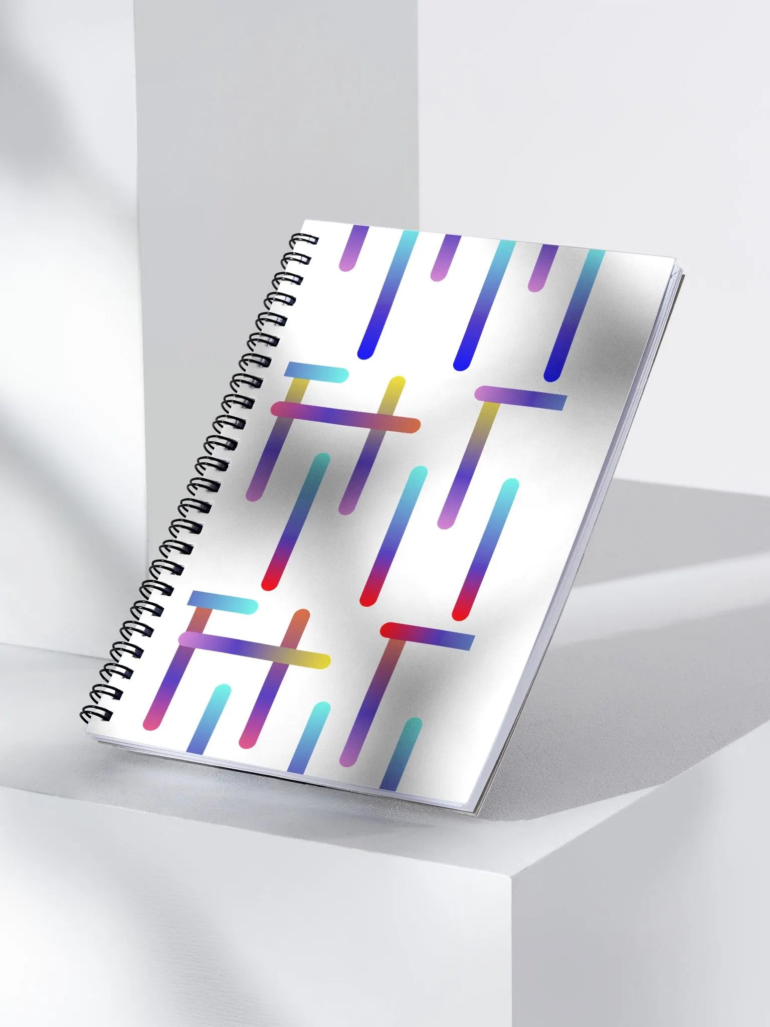Multi-colored Neon Strips Pattern Spiral Notebook product image (3)