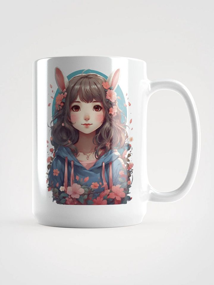 Kawaii Whimsical Floral Bunny Hoodie Mug product image (1)