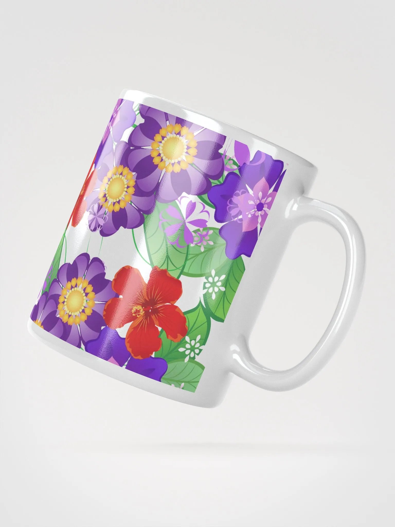 Purple Wildflower Floral Design White Mug product image (5)