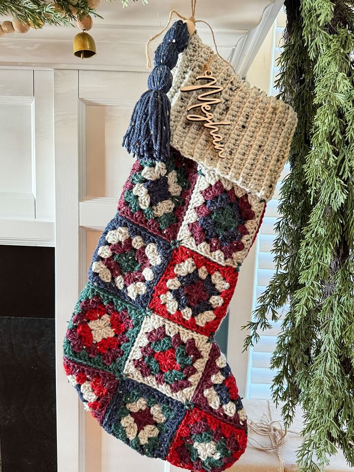 Granny Square Stocking Crochet Pattern product image (1)