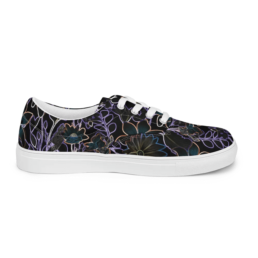 Trippy Dark Florals/Women's Lace-Up Canvas Shoes by Allcolor product image (4)