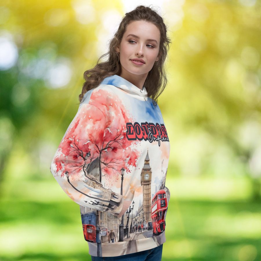 London England Watercolor All Over Print Hoodie product image (9)