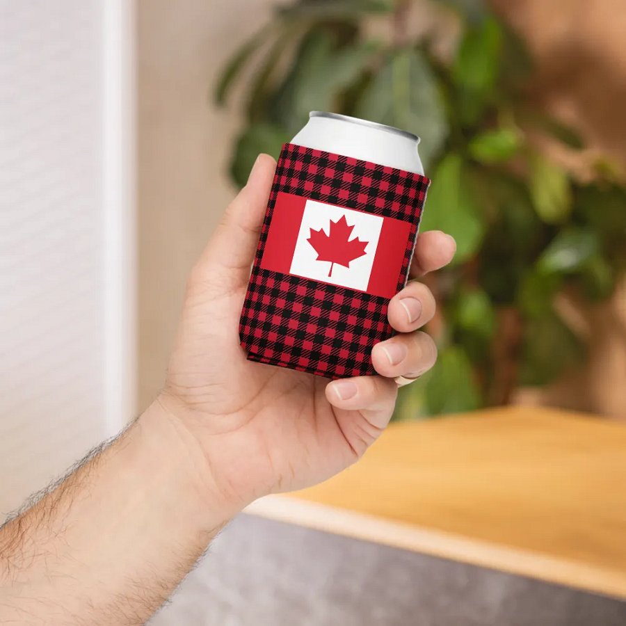 Canadian Flag Plaid Can Coozie product image (6)