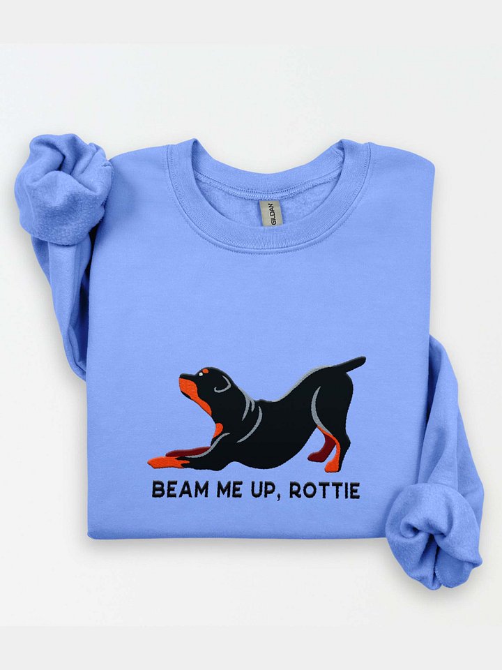 Beam Me Up, Rottie Sweatshirt (Embroidered) of a Rottweiler(Docked Tail) product image (1)