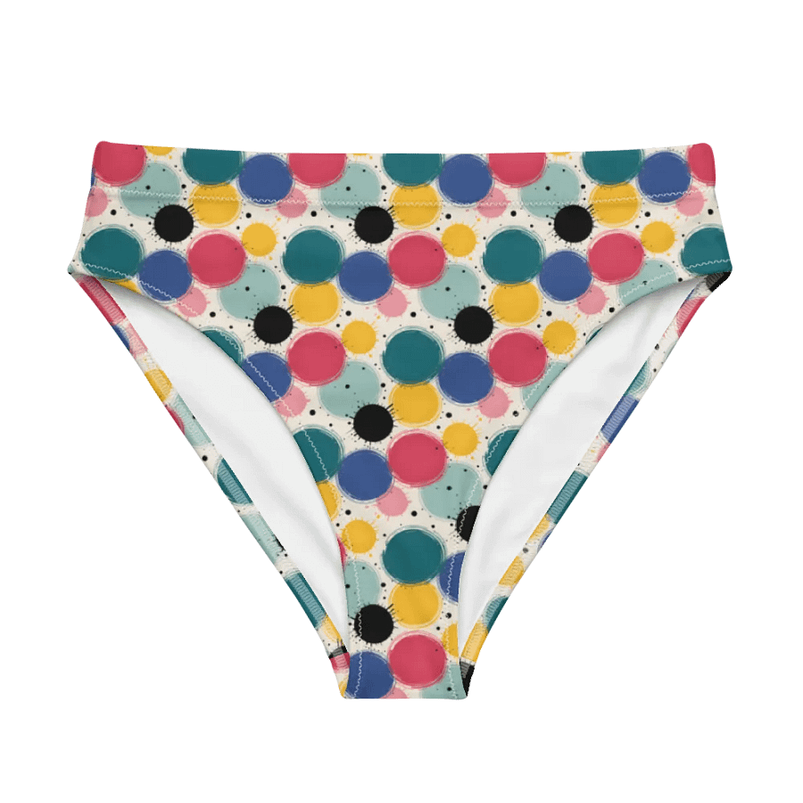 Color Pop High-Waisted Bikini Bottoms – Retro Dots & Bold Confidence product image (1)
