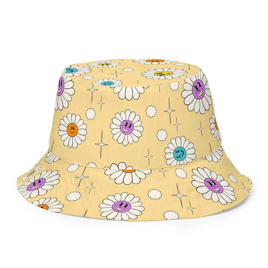 Reversible Smiley Daisy & Gingham Floral Bucket Hat – Fun Two-in-One Summer Style product image (8)