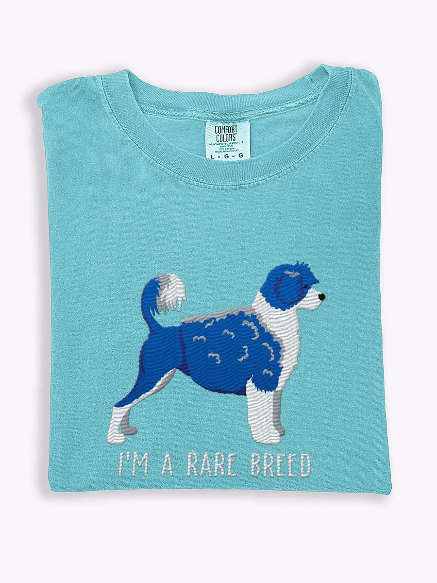 I'm a Rare Breed T-Shirt(Embroidered) of a Portuguese Water Dog(Blue & White) product image (1)