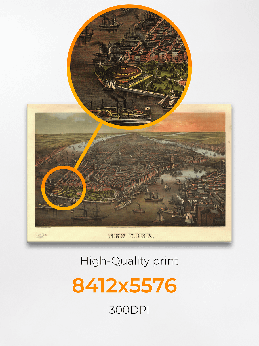 New York City 1878 Canvas Print – Hand-Drawn Historic City Map product image (2)
