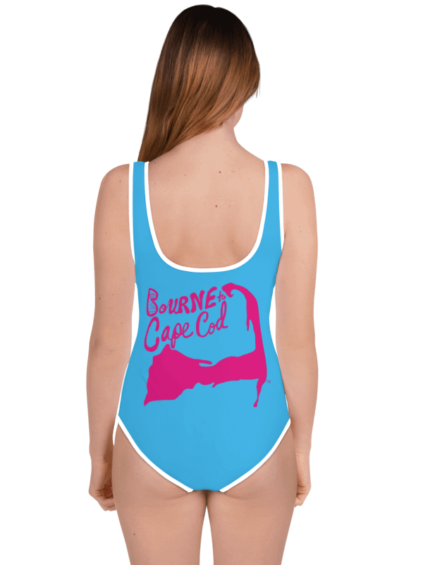 💖Girls' | Youth | BRN.2C.C.™ | Deep Sky Blue Swimsuit 👙| Pink Logos product image (1)