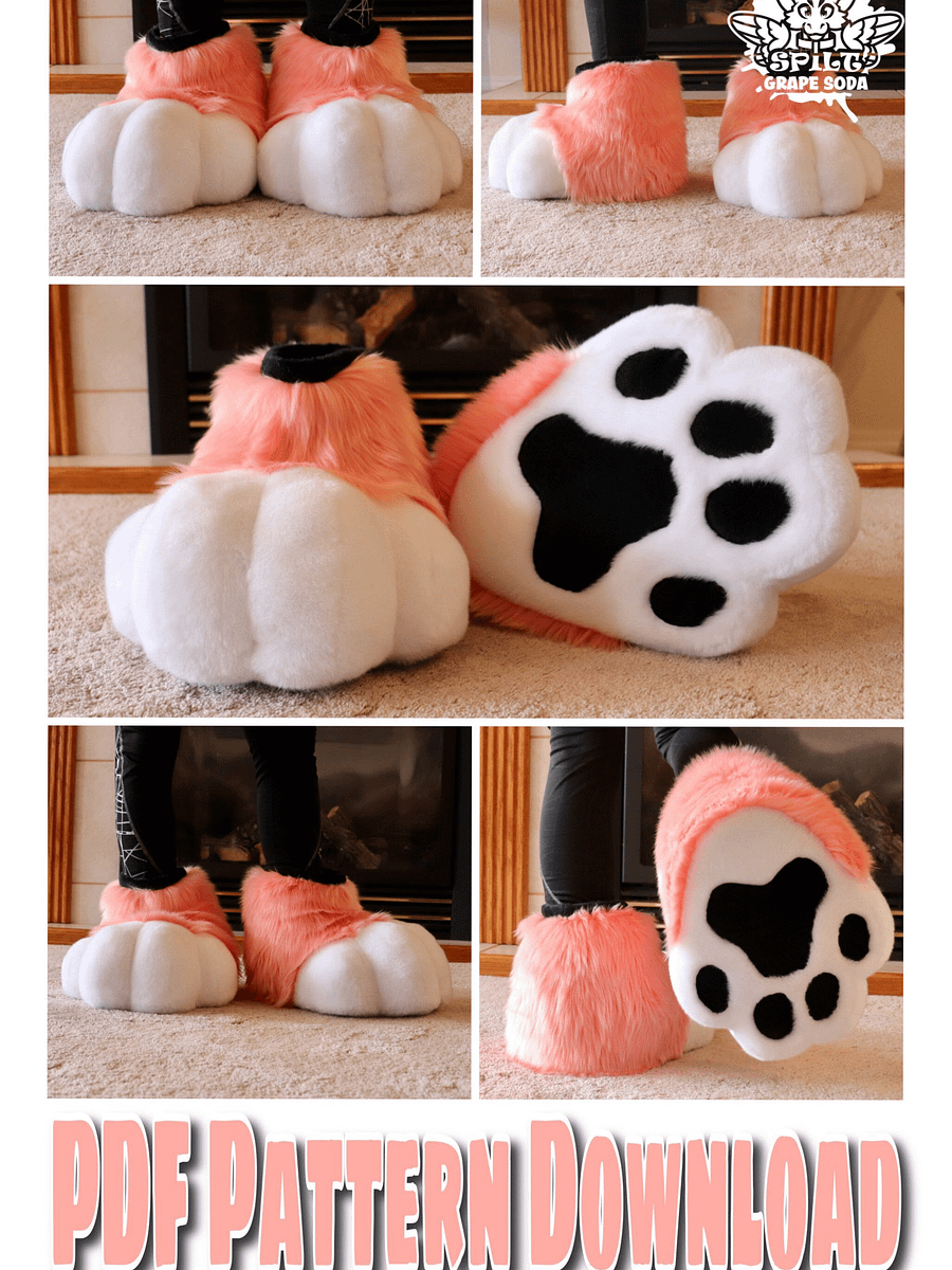 Plantigrade Stompy Fursuit Feetpaw Indoor and Outdoor Pattern [PDF DOWNLOAD] product image (1)