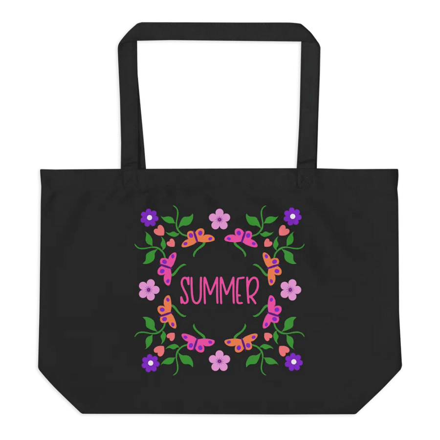 Flowers and Butterflies Summer Eco-Friendly Large Tote Bag product image (1)