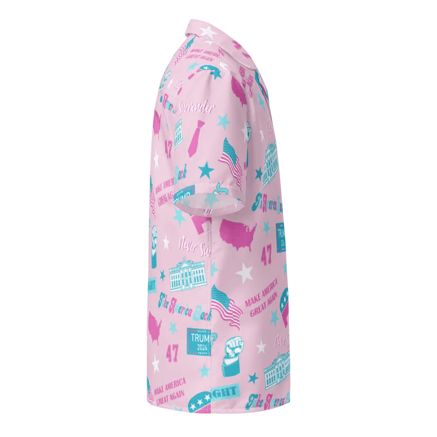 Trump 2024 Republican Pink Pattern Unisex Hawaiian Shirt - Patriot Trump Supporter Make America Great Again product image (10)
