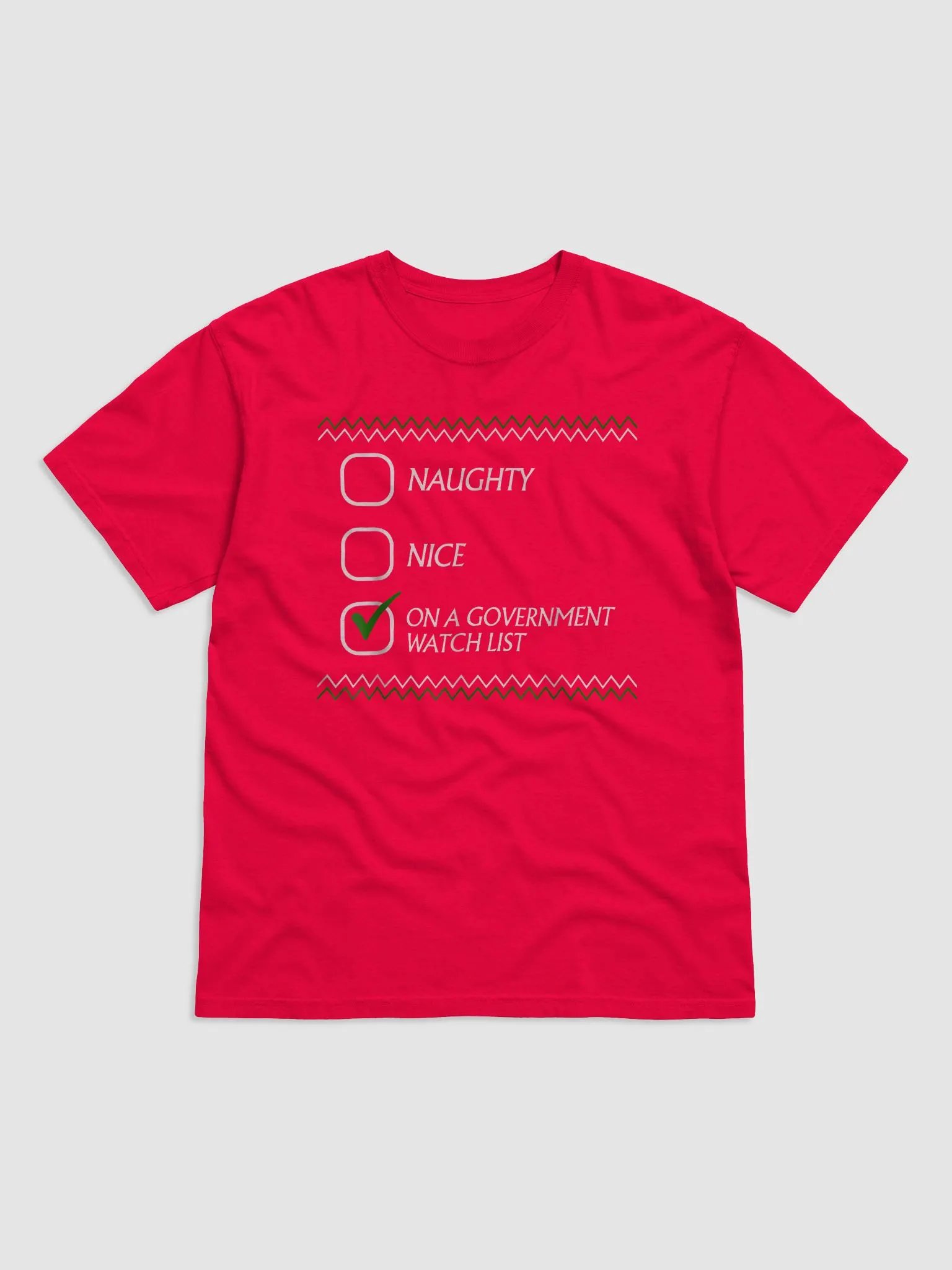 Naughty Nice On A Government Watch List Christmas Shirt product image (2)