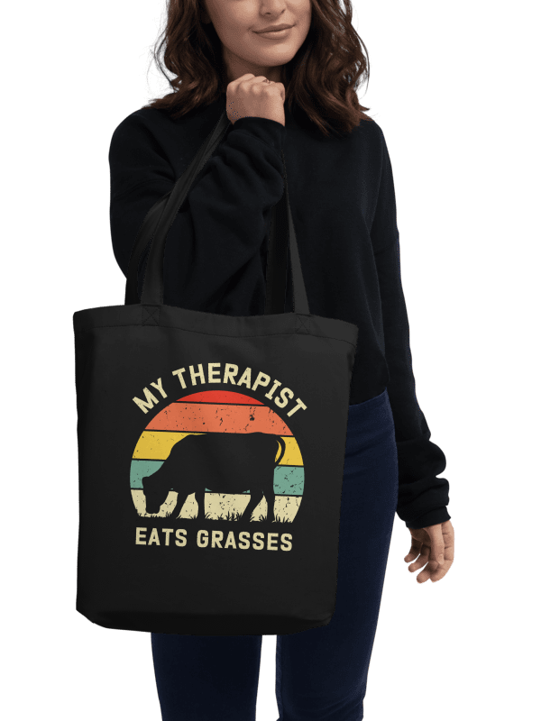"My therapist grasses-cow" black bag (medium size) product image (2)