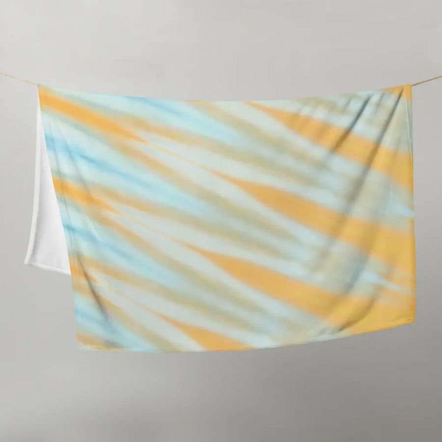 Blue Orange & White Striped Feathered Slanted Pattern Throw Blanket product image (11)