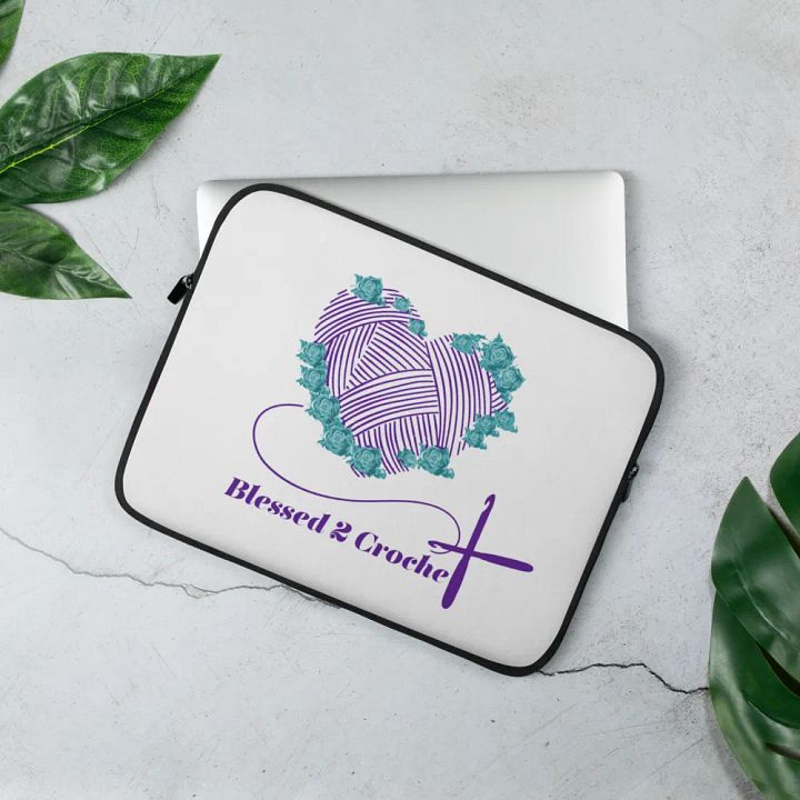 Blessed2Crochet Logo Laptop Cover product image (3)