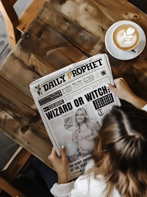 Magical Baby Shower Announcement Newspaper Daily Prophet Template I 100% Customizable product image (2)