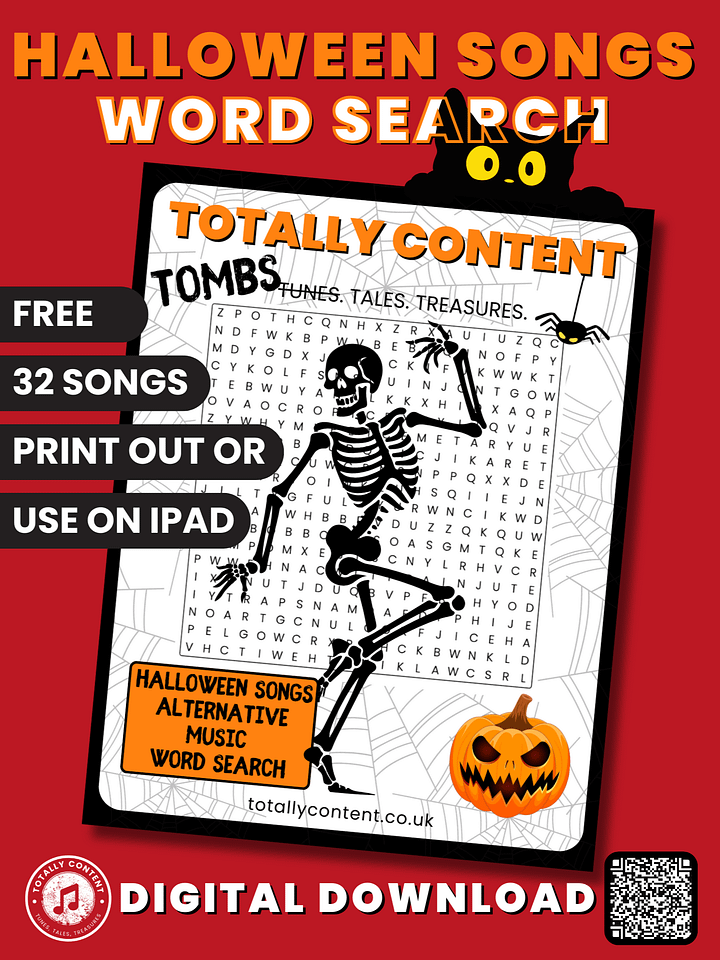 Halloween Songs Alternative Music Word Search for Adults product image (1)
