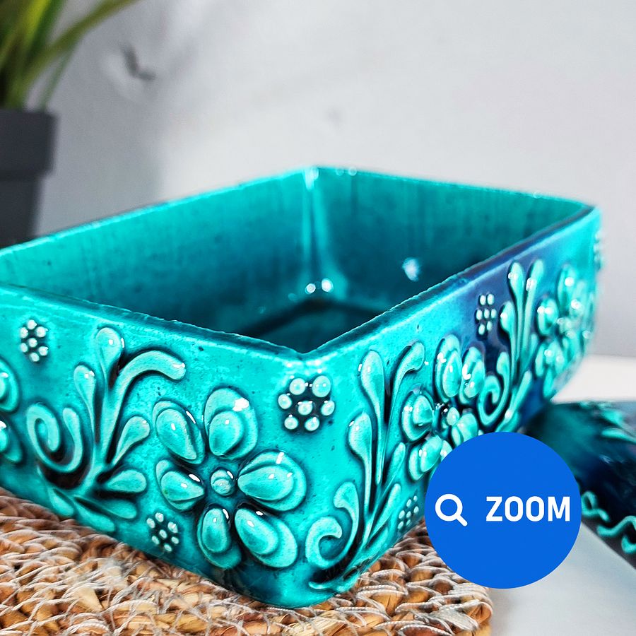 Ceramic jewelry box, turquoise/green/emerald — handmade pottery product image (7)
