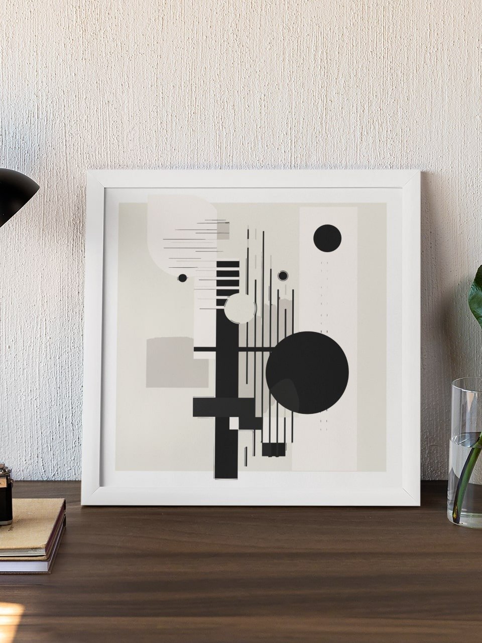 Abstract Geometric Black and White Art Poster, Modern Minimalist Shapes Print, Contemporary Monochrome Wall Art for Home Decor product image (3)