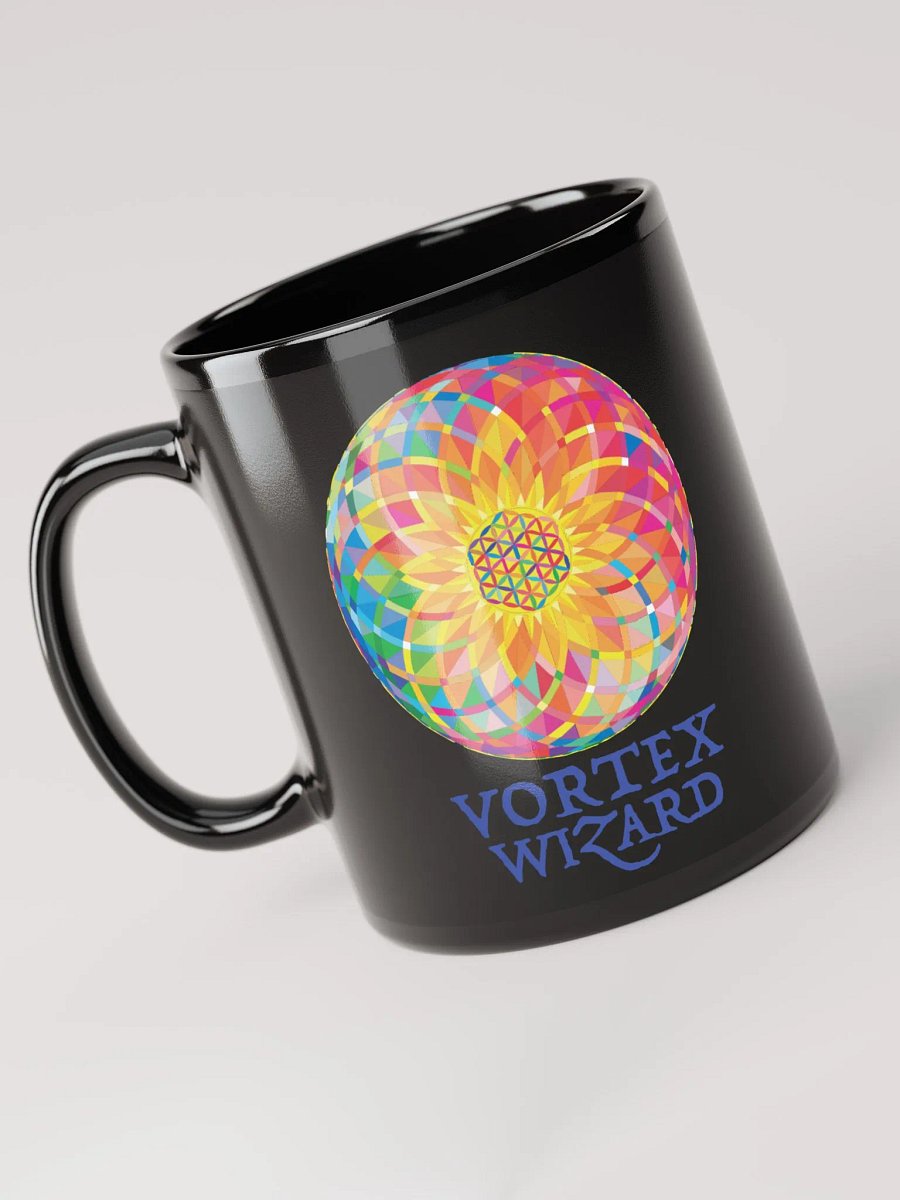 SACRED GEOMETRY VORTEX WIZARD • black ceramic mug product image (3)