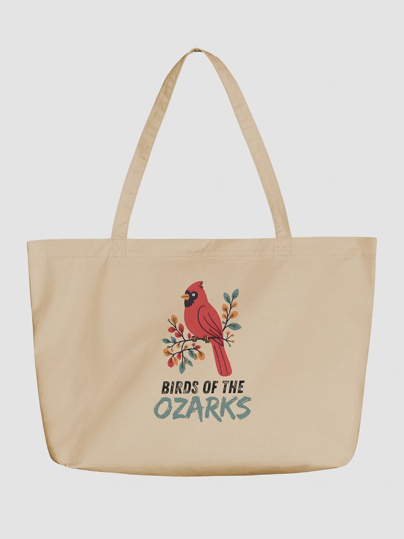 Ozark Birds Organic Tote: Cardinal Bird Edition Cream