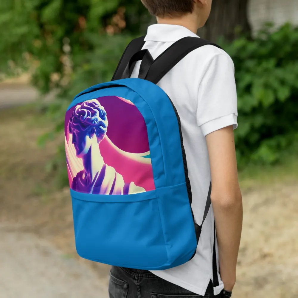 Greek God Retrowave City Pop Navy Blue Backpack product image (9)