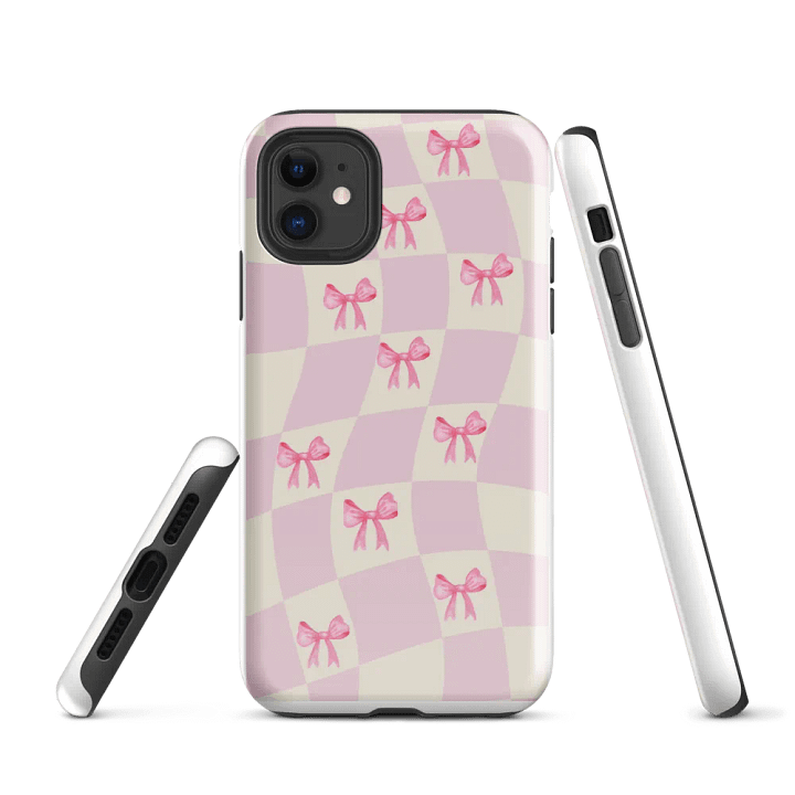 Pink Bow Checkered iPhone® Tough Case product image (1)