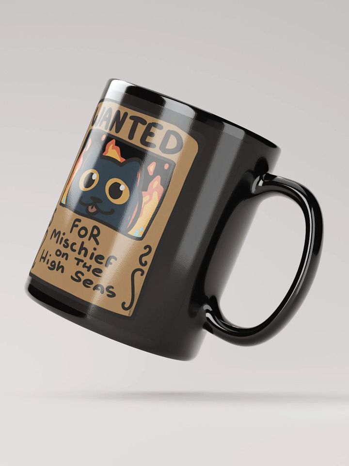 Wanted: Straw Cat Mug – Mischief on the High Seas (Black Glossy Mug Edition) product image (3)