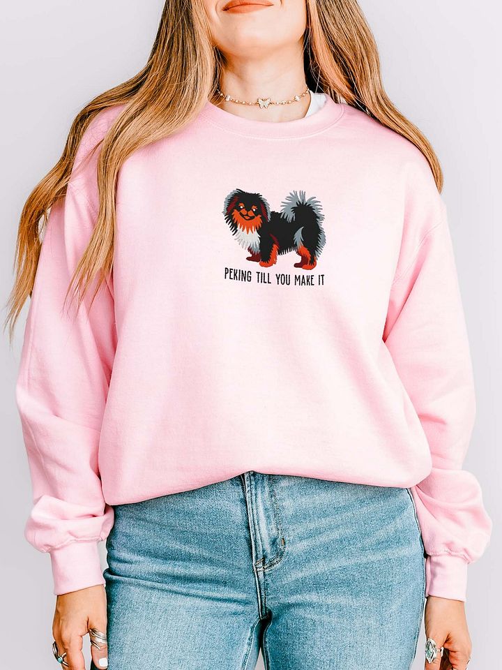 Peking Till You Make It Sweatshirt (Embroidered) of a Pekingese(Black & Tan) product image (2)
