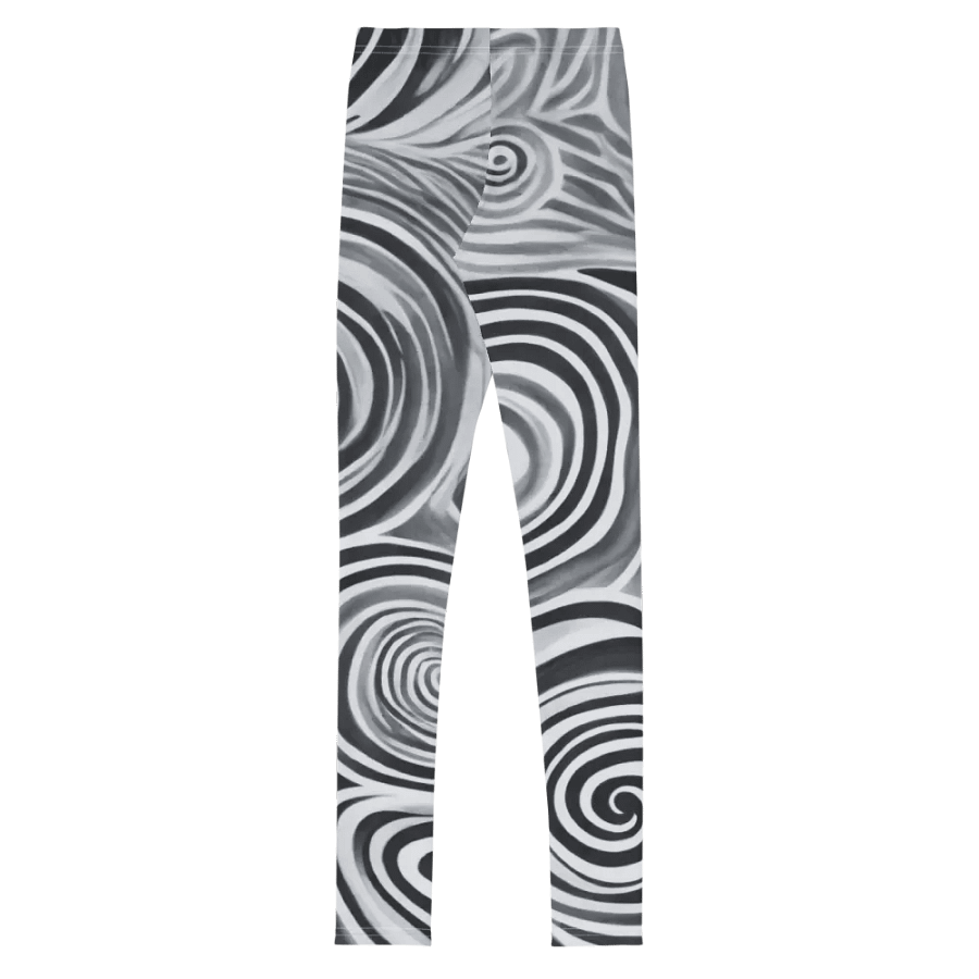 Funky Black and White Noir Liquid Tie-Dye Youth Leggings product image (6)