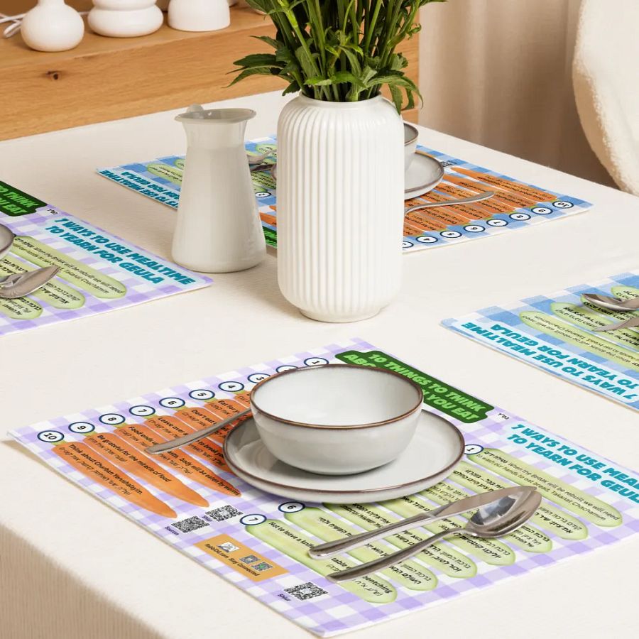 Placemat Set (4): 10 Things to think about when you Eat, 7 Ways to Yearn for Geula when you Eat product image (8)