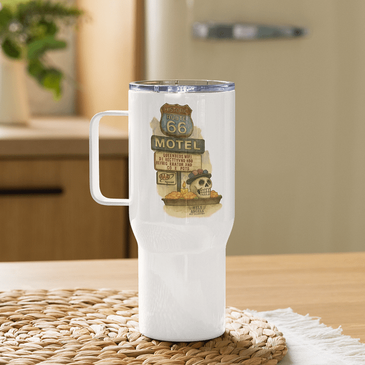 Route 66 Day of the Dead Travel Mug – Mel’s Angels Motel Skull Día de los Muertos Tumbler product image (2)