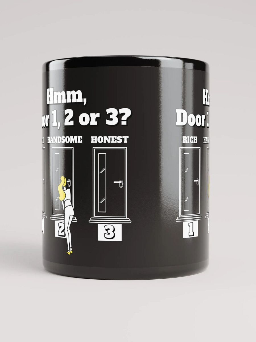 Hmm, Door 1, 2, 3? Funny Humorous Black Mug product image (9)