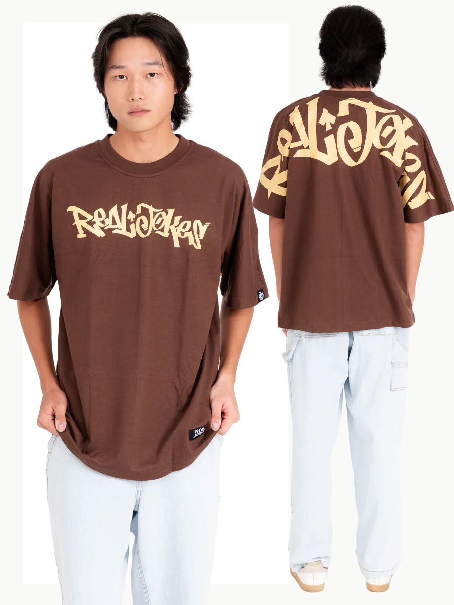 REAL JOKES STAMP - BROWN Oversized Unisex Tshirt product image (3)