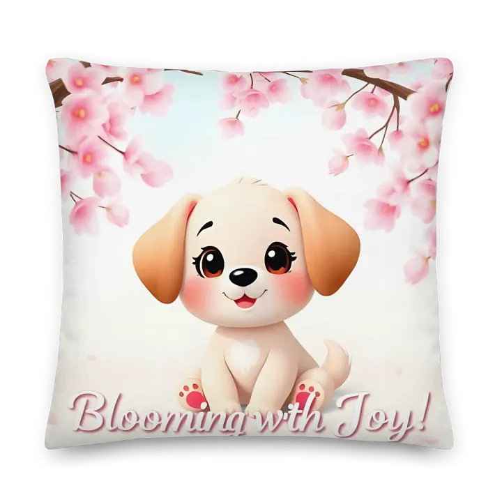 Cherry Blossom Pup All-Over Print Premium Pillow product image (1)