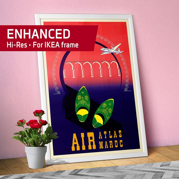 Morocco, Air Atlas, 1950s — retro travel poster, vintage travel print product image (1)