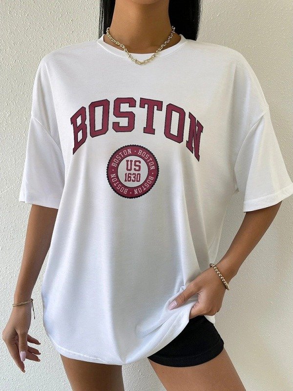 Boston USA City Printed Womans Short T-shirt product image (4)