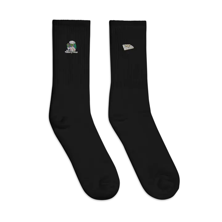 Squee’s House of Pizza Embroidered Crew Socks product image (1)