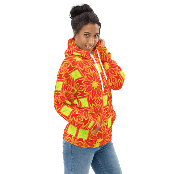 Abstract Repeating Orange Flower Unisex Pull Over Hoodie product image (1)