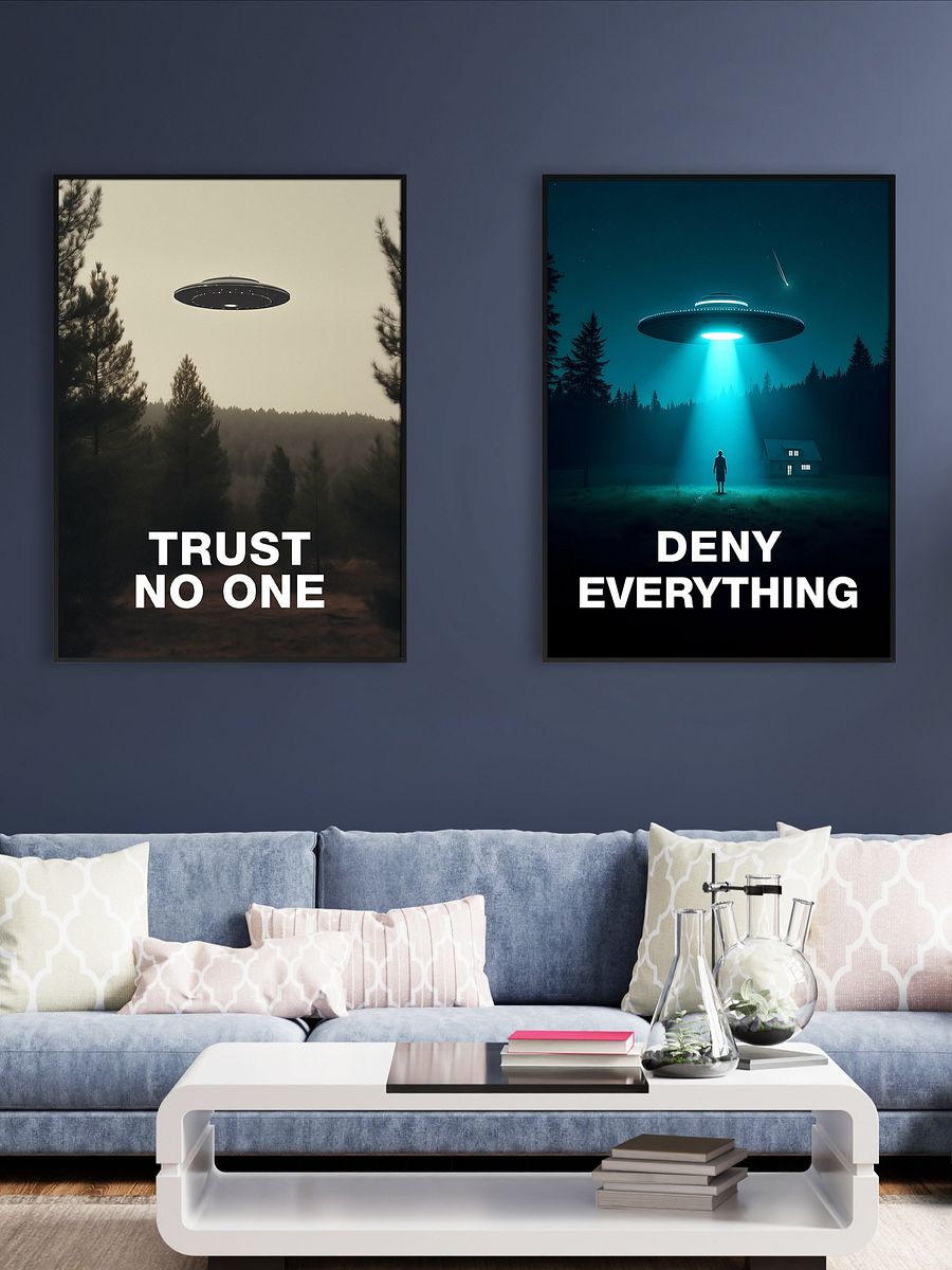 Deny Everything/The X-Files poster, S02E06 1994 — sci-fi poster, movie art, I want to believe poster, space print, aliens wall decor product image (2)